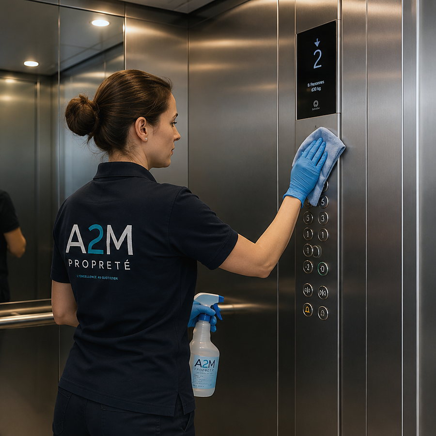 Désinfection des boutons d’appel d’un ascenseur