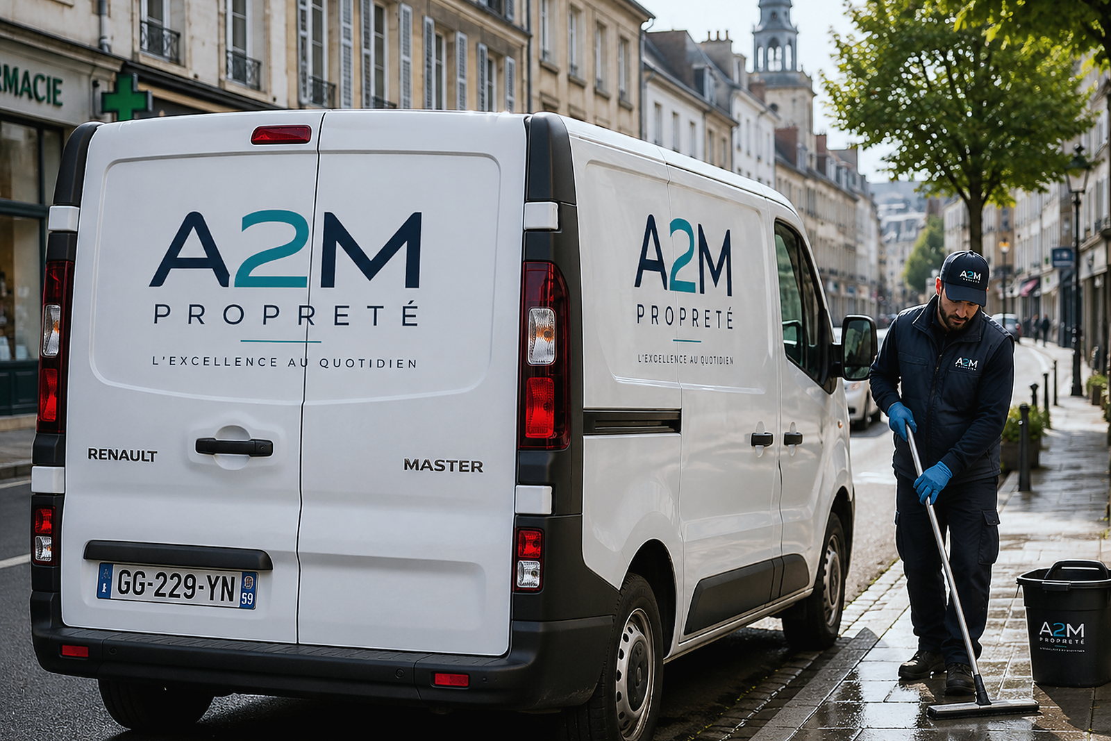 Véhicule de service A2M Propreté en intervention